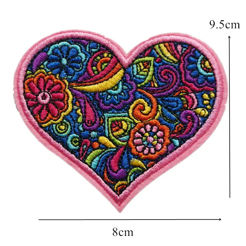 8CM Embroidery Sew Iron On Patches Pink Heart Love Flowers Totem Embroidered Badges For Bag Jeans Hat T Shirt DIY Appliques Craf | Дом и сад