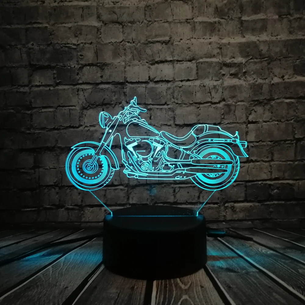 Ретро 3D светодиодный светильник для мотоцикла ночной Светильник RGB Иллюзия