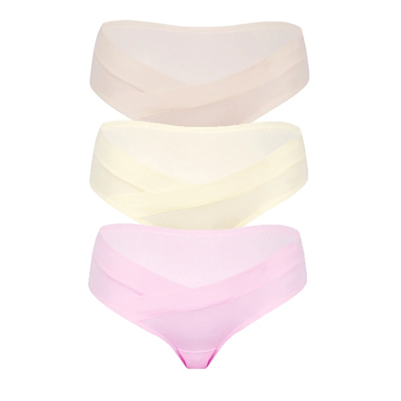 Ropa interior de maternidad para mujeres embarazadas, bragas de algod&oacute;n en forma de U de cintura baja, talla M-3XL, 3 unids/lote-3