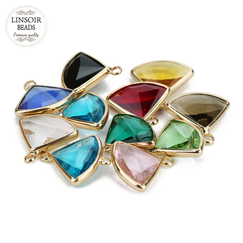LINSOIR 5pcs/lot Sector Shape Glass Pendants Charms 17*19mm/17*17.5mm Charm for DIY Jewelry Finding Connectors | Украшения и