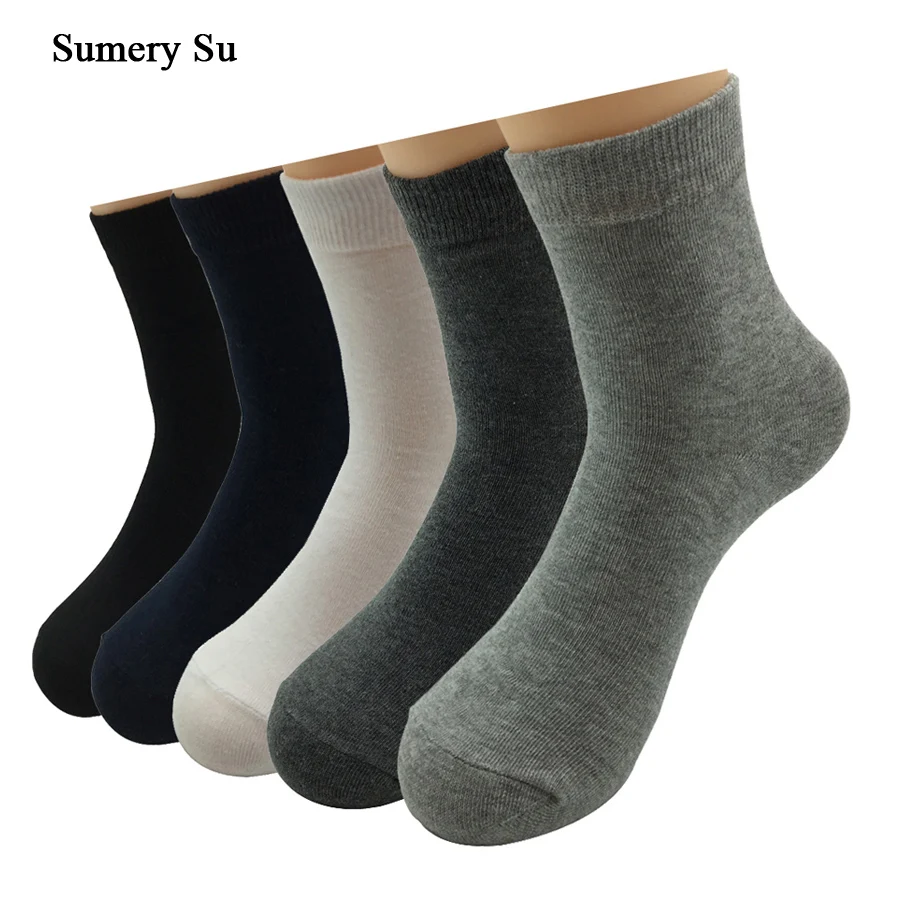 5 Pairs/Lot Casual Socks Men Combed Cotton Dress Socks Long Male 5 Colors Hot Sale