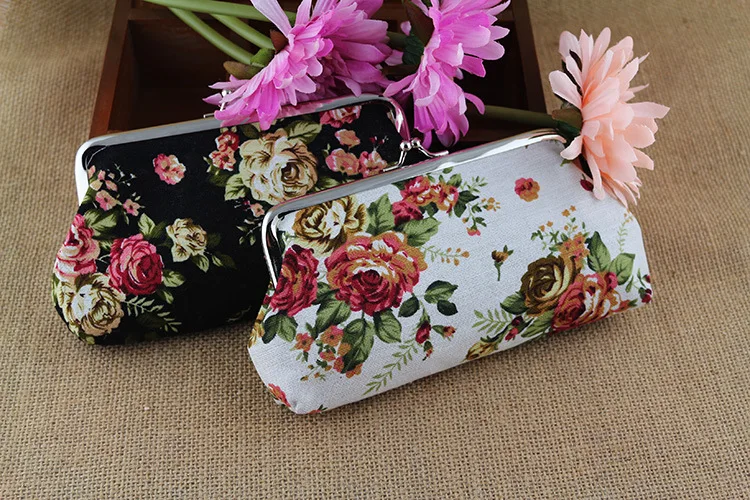 4 вида стилей этнический женский кошелек сумка для телефона роза холщовый чехол