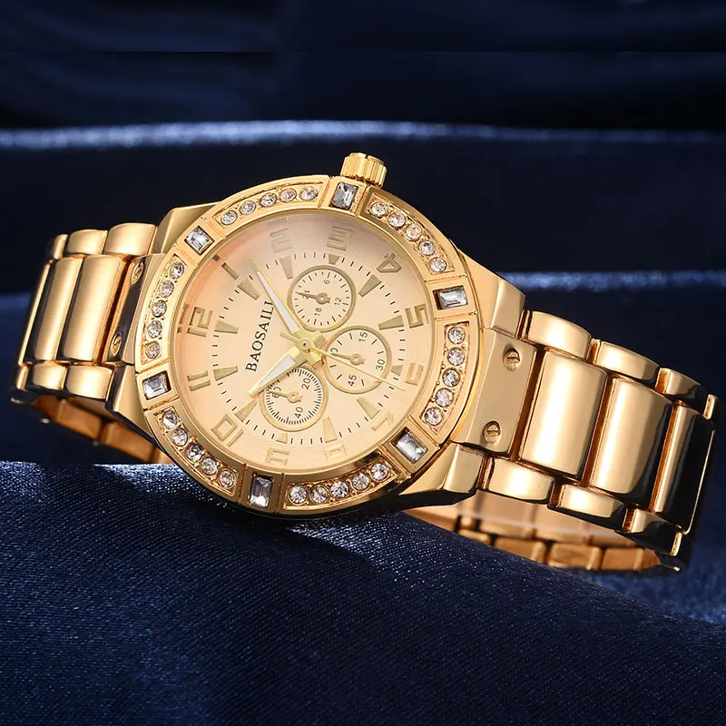 Женские кварцевые часы BSL812 BAOSALI роскошные брендовые золотистые/Серебристые