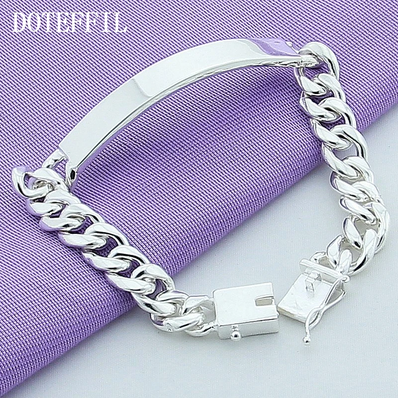 Браслет DOTEFFIL из стерлингового серебра 925 пробы с гладкими боковыми дорожками 10 мм