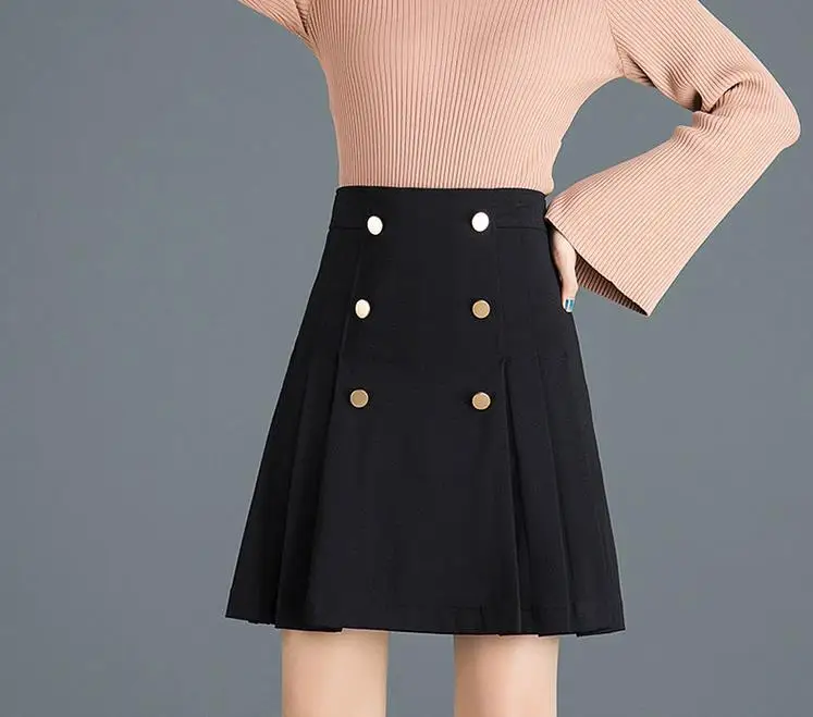 

Temperament Slim College Wind Skirt Women's 2018 Autumn New Fashion Back Waist Invisible Zipper A-Line Skirt