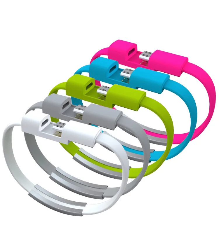 100 шт./лот мобильный телефон с браслетом кабель Micro USB для передачи данных зарядный