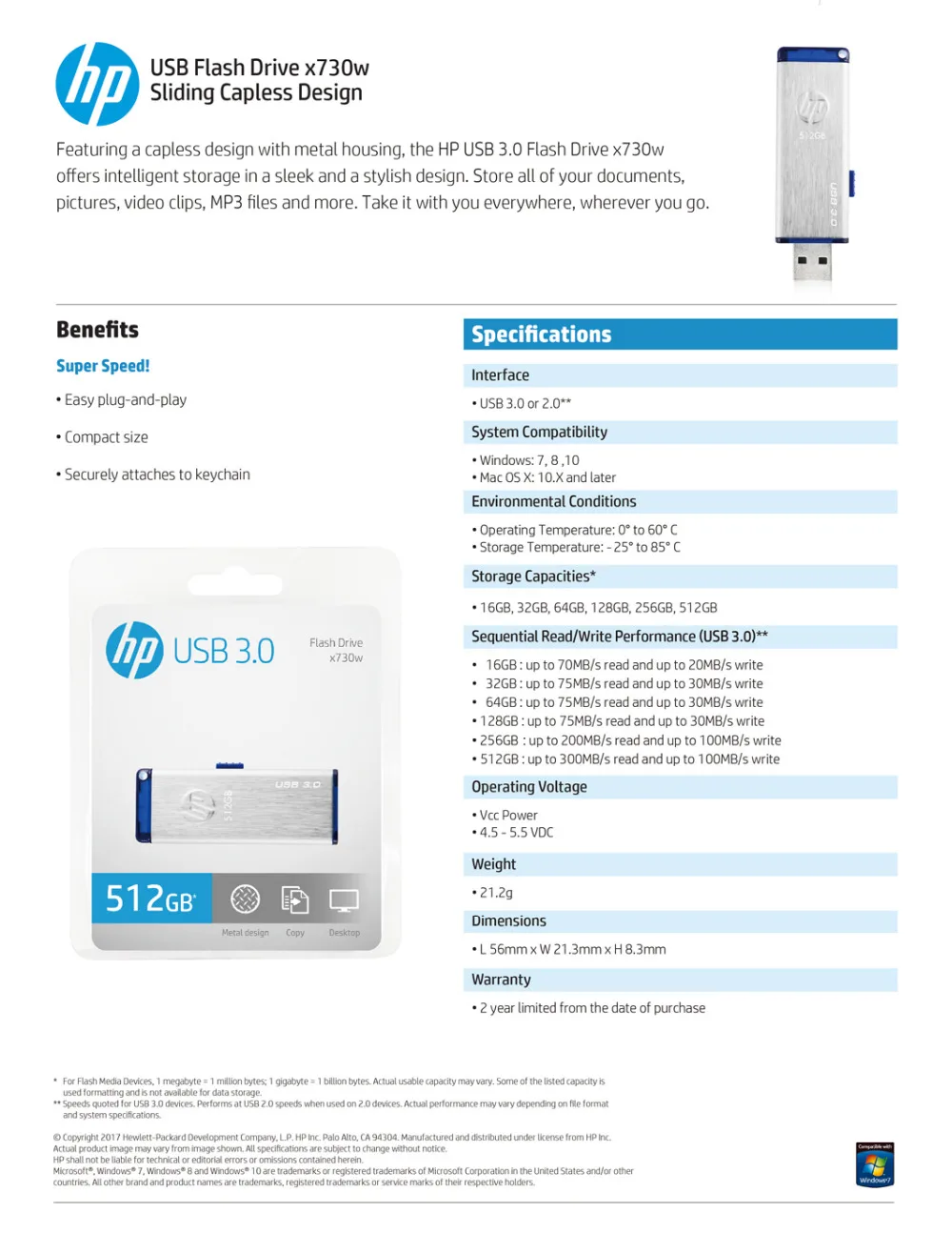 Hp USB 3,0 USB флэш-накопитель 64 ГБ флеш-накопитель 16 Гб Память Флешка x730w металлический флеш-накопитель высокоскоростной C USB флэш-накопитель мини
