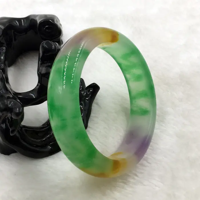 wyan A-6666 Vintage China Beautiful Lavender Green Jade Gems Bangle Bracelet 57mm | Украшения и аксессуары