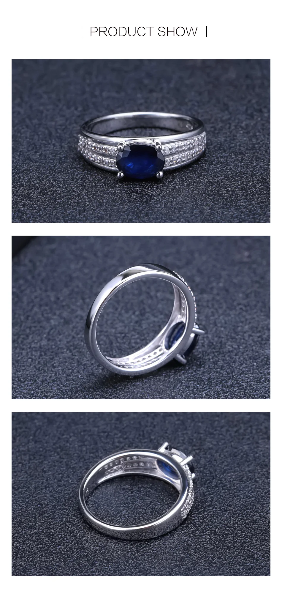 GEM'S BALLET 1.66Ct овальное натуральное синее сапфировое кольцо из драгоценных камней 925 пробы Серебряное обручальное кольцо кольца для женщин хорошее ювелирное изделие