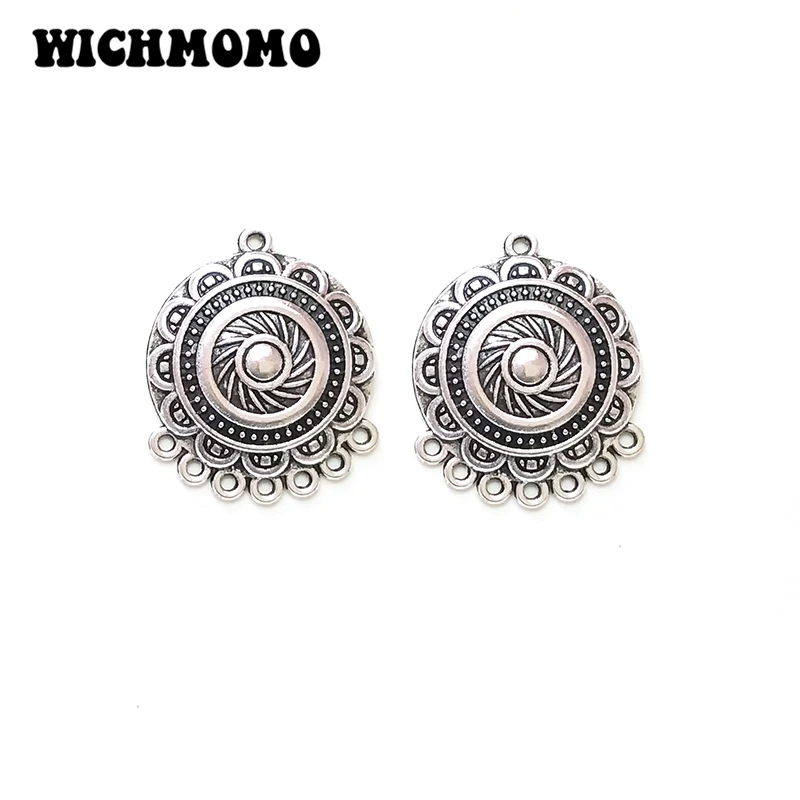 

New Fashion 5pieces/bag 31mm Zinc Alloy Round Flowers Porous Connector Charms Linker for DIY Necklace Jewelry Accessories