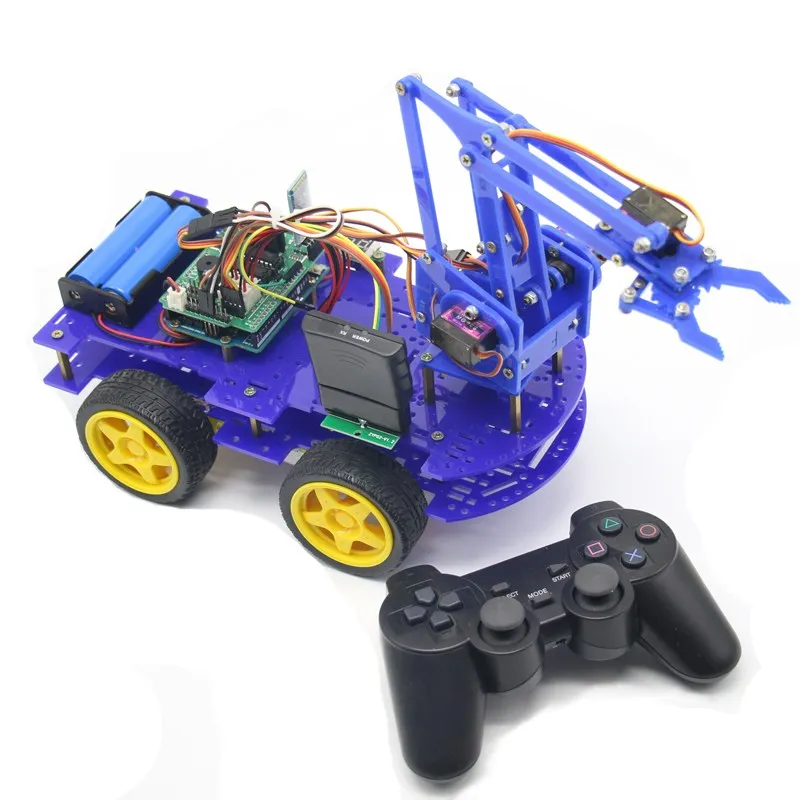 Синий Горячий DIY meArm робот рука автомобиль для Ardunio программы с PS беспроводной пульт дистанционного управления игрушка модель для детей подарок - Цвет: Синий