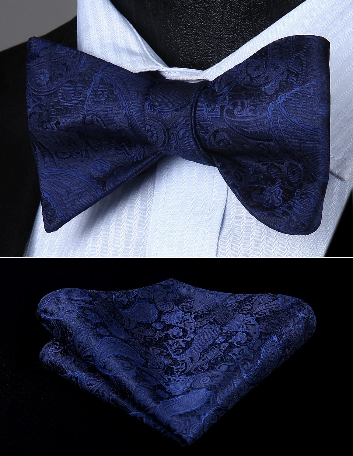 Мужской платок бабочка BP711VS темно синий Шелковый бабочка|handkerchief set|tie handkerchief setblue