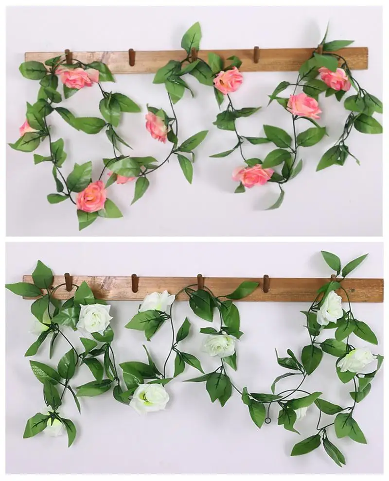 Artificial Rose Leaf Vine Wedding Arrangement Floral Hanging Garland 2.45m Silk Flower Plant Ivy Home Garden Decor Festival | Дом и сад