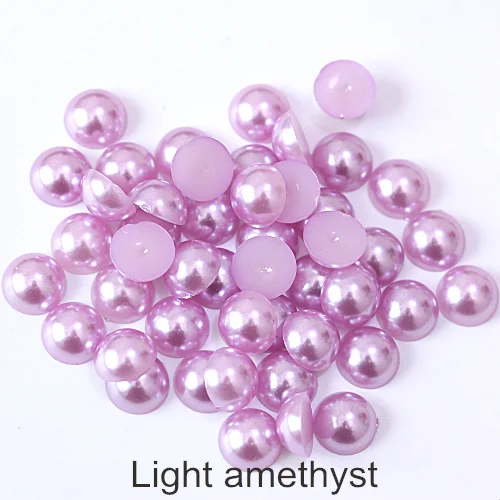 light amethyst 2 мм-12 мм Цветные Плоские с оборота жемчужные бусины ABS пластиковые полукруглые Жемчужины для украшения ногтей F0092 - Цвет: light amethyst