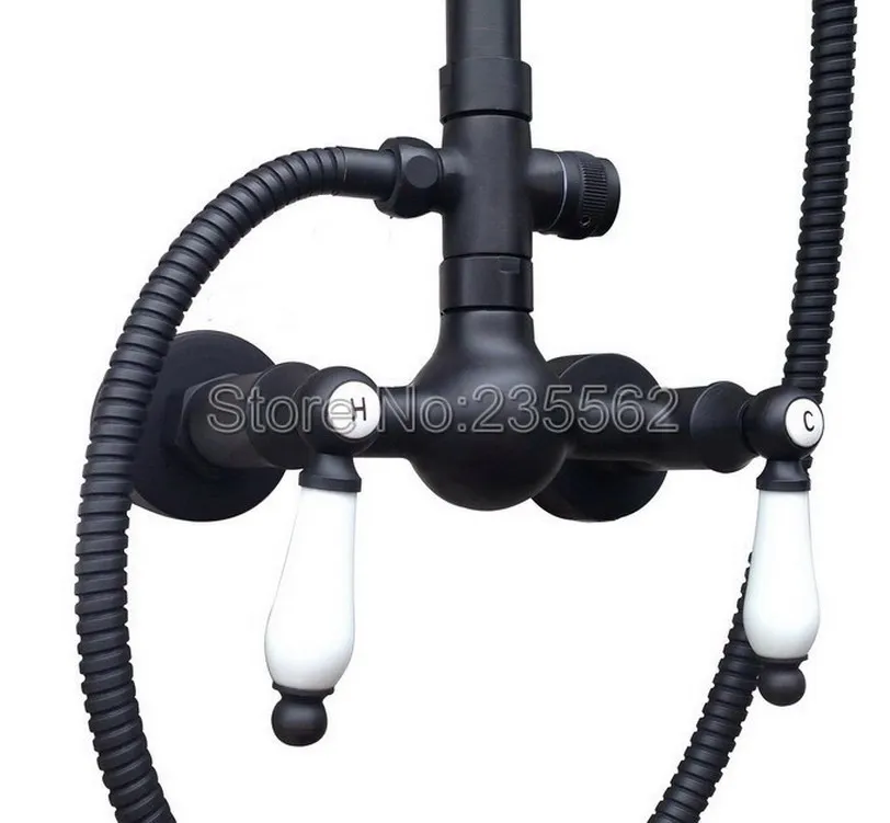 Бронзовый настенный смеситель для ванной комнаты с черным масляным покрытием и