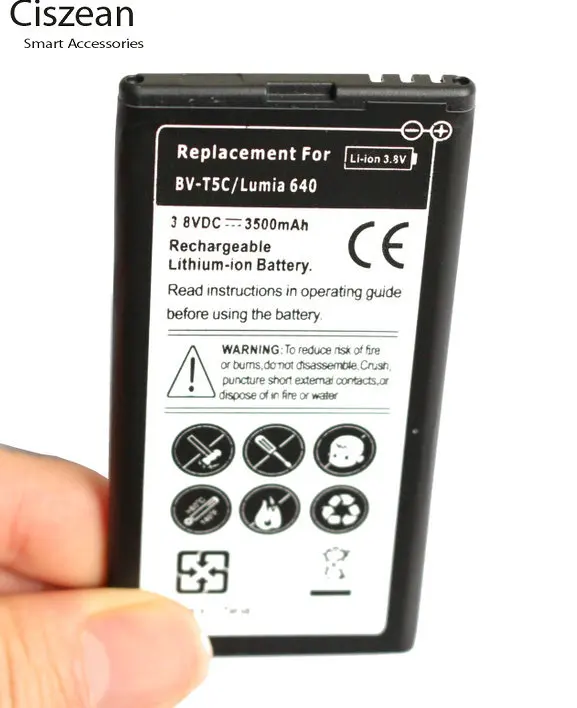 Запасной аккумулятор Ciszean 1x3500 мАч для Nokia Lumia 640 BV T5C LTE AT&T телефона батареи #33