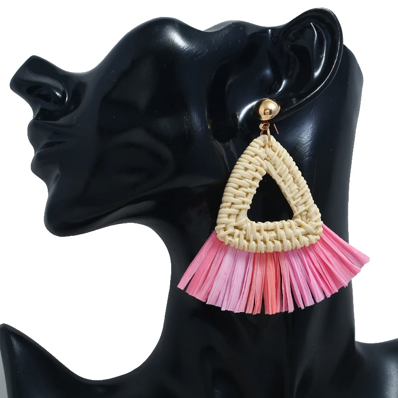 Face-Slim Simulated Pearl Tassel Long Earrings For 2019 Women Hand-Woven Rattan Retro Sector Star Popular Drop Jewelry | Украшения и
