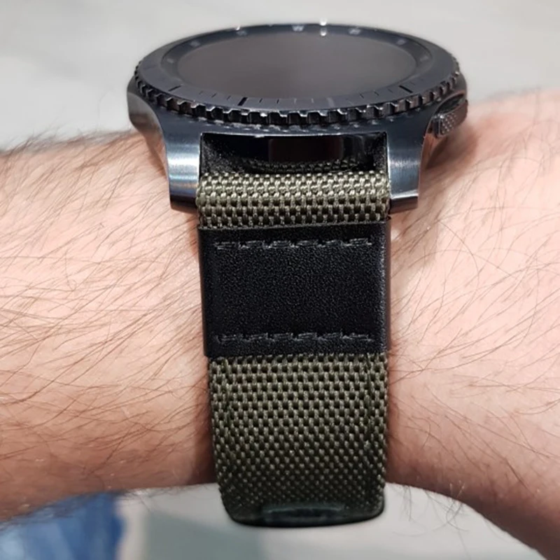 Laforuta 22 мм для samsung gear Sport S3 Classic Frontier Galaxy Watch 46 мм ремешок армейский зеленый нейлоновая ткань быстросъемный ремешок
