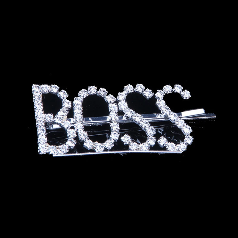 BOSS Модные хрустальные заколки для волос для женщин BITCH BOOS GIRLS Заколка-палочка, Шпилька для волос аксессуары для волос - Окраска металла: BOSS