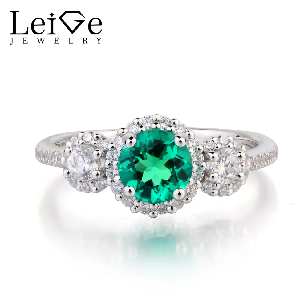 Женское кольцо из серебра 925 пробы с изумрудом | Кольца