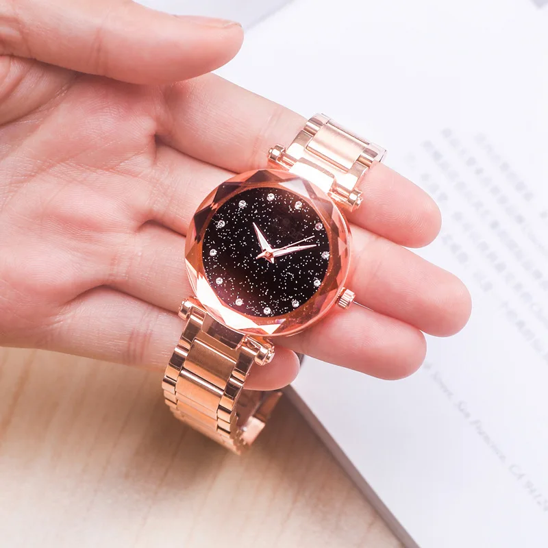 2019 New Brand Rosy Gold Starry Sky Quartz Watch Women Stainless Steel Dress Watches Relogio Feminino Women's Bracelet | Наручные
