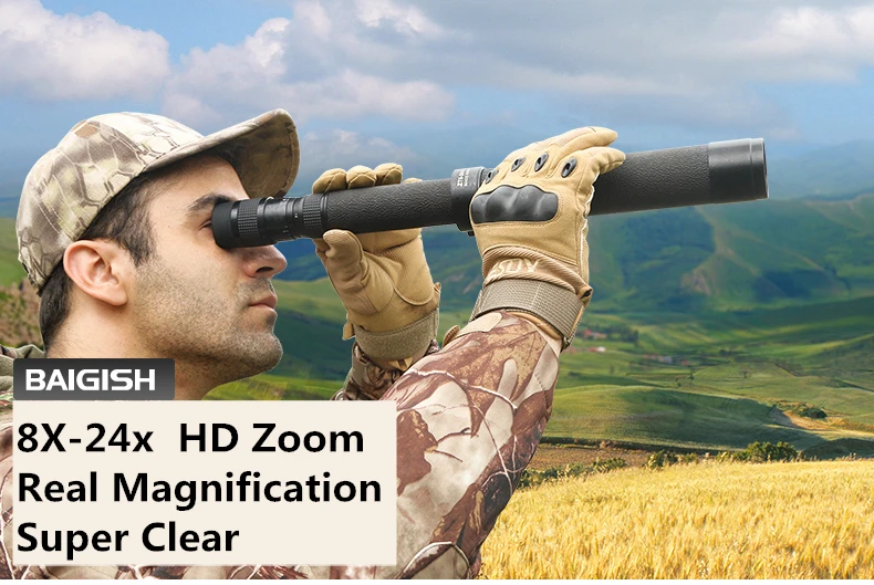 8-24X40 HD металлический профессиональный телескоп с дальним зумом, охотничий Монокуляр, походный лагерь, телескопическая Зрительная труба, часы с Лунной птицей