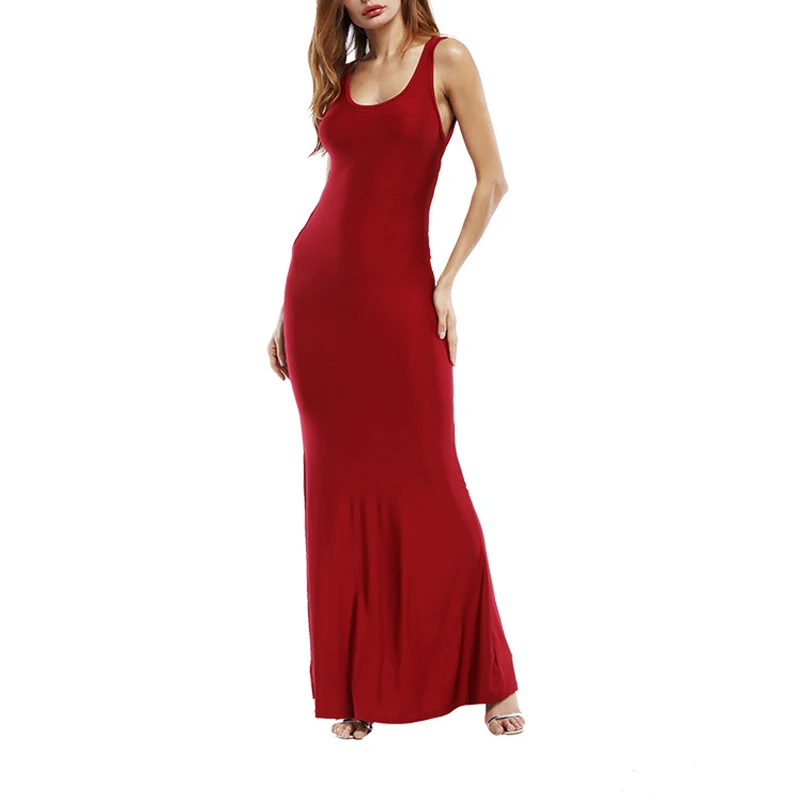 Plus Size Women Dress Summer Ladies O-neck Backless Fashion Party Gown Prom Sexy Solid Ankle Length Sundress Elegant Hot | Женская