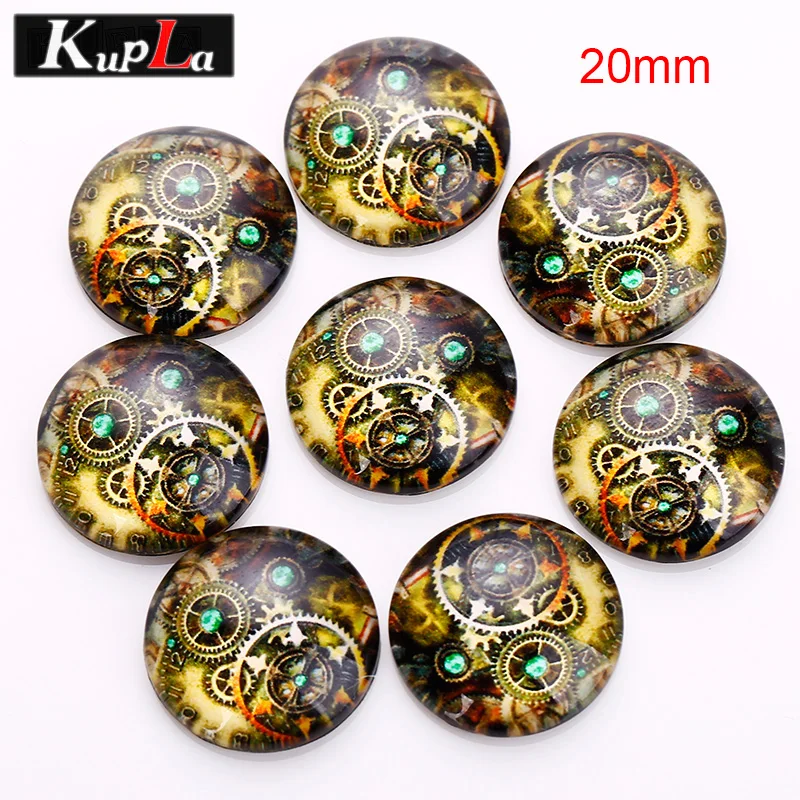 Смешанный стеклянный круглый кабошоны в стиле стимпанк механизм и часы сделай