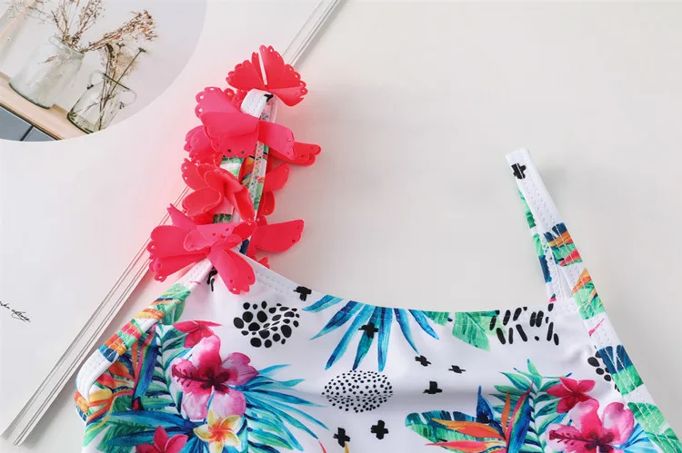 2020 детский купальник с цветочным рисунком женский Цельный для девочек пляжная