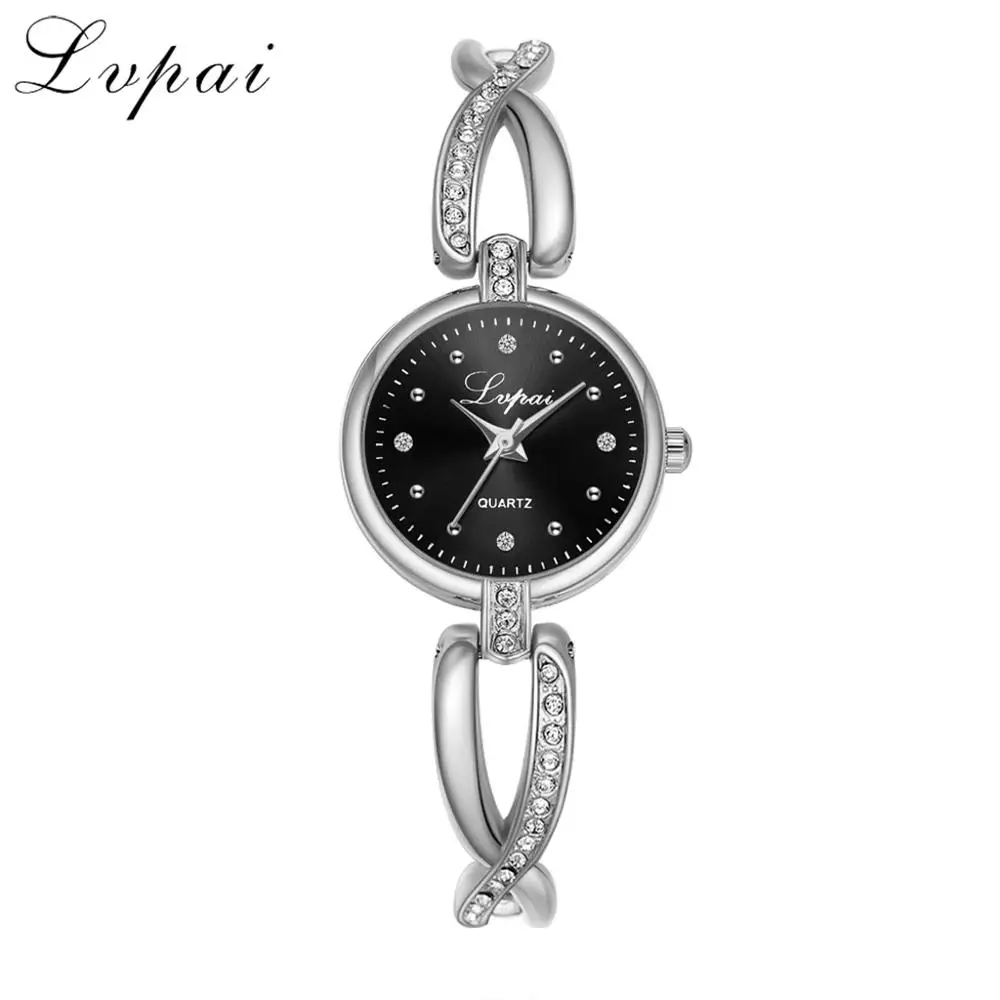 Silver Black P894 Lvpai новые модные часы со стразами женские роскошные брендовые дамские часы из нержавеющей стали Кварцевые часы reloj mujer - Цвет: Silver Black P894