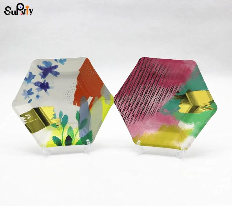 120pcs Flower Paper Plates Anniversary Tableware Party Supplies for Birthday Wedding Engagement Bridal Baby Shower oh | Дом и сад