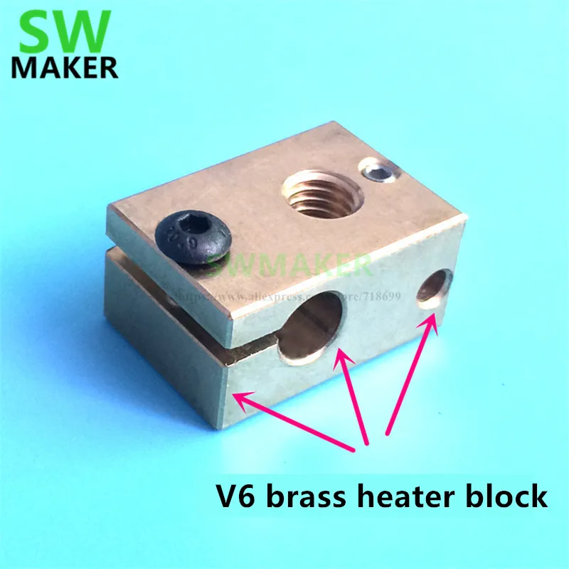 

V6 brass heater block 11.5x16x20.5mm PT100 type High temperature apply for Reprap Prusa i3 and V6 hotend kit 3D Printer parts