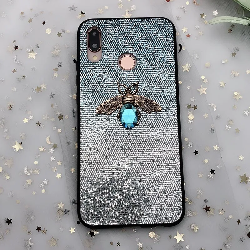 Blue Градиент Блестящий 3D пчелки чехол для huawei Коврики 20 10 P30 20 Lite Pro P Smart на Honor 8C 8X7X10 9 V10 играть Nova 4 3i Y9 Y7 Y6 - Цвет: Blue