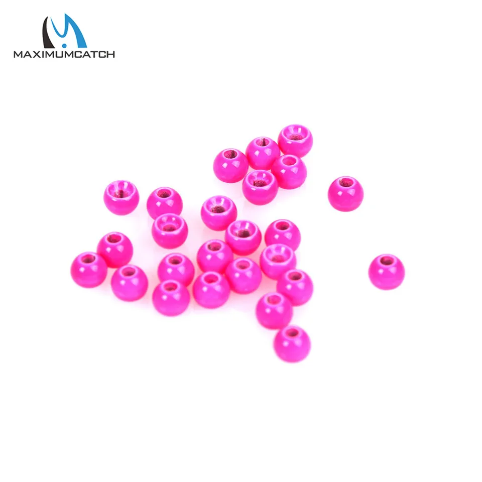 Fluo Pink Maximumcatch 25 шт./лот, 2,0-4,6 мм, вольфрамовые бусины для завязывания мушек, круглый шар с головой Нимфы, материал для завязывания мушек, 18 разных цветов - Цвет: Fluo Pink