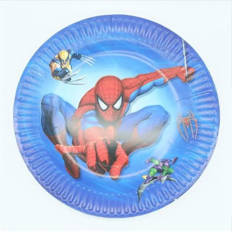 10pcs plates 20 шт./партия на тему Человека-паука вечерние подарочные сумки вечерние украшения пластиковый пакет для конфет Loot сумка для детей праздничные вечерние поставки - Цвет: 10pcs plates