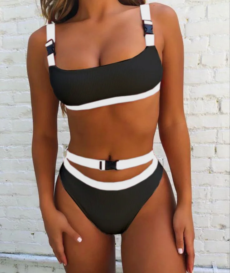 DBIRD 2 Styles Sexy Bikini Tube Top Special Fabric Women Solid Color Buckle Split SwimsuitA123-A122 |