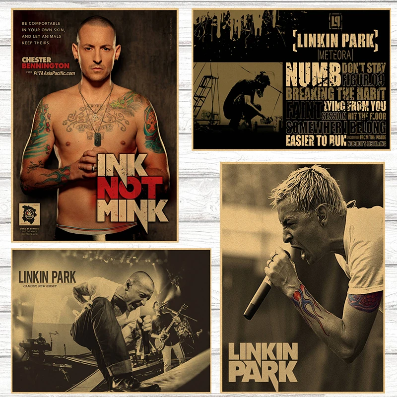 Ностальгическая рок-группа Linkin Park Честера Чарлза БЕННИНГТОНА/крафт-бумага/кафе/Бар плакат/Ретро плакат/42*30 см