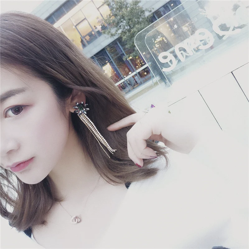 Новый Классический Горный Хрусталь Серьги с обеих сторон же Полный Кристалл