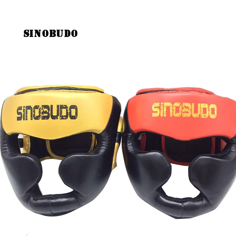 Боксерский шлем SINOBUDO закрытого типа для MMA защита головы тхэквондо Санда муай тай
