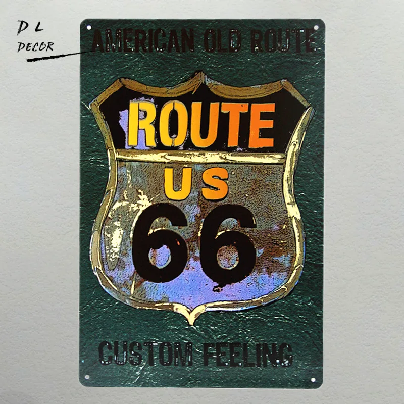 DL AMERICAN старый &quotROUTE 66&quot на заказ чувство Ностальгический тиснение Оловянная
