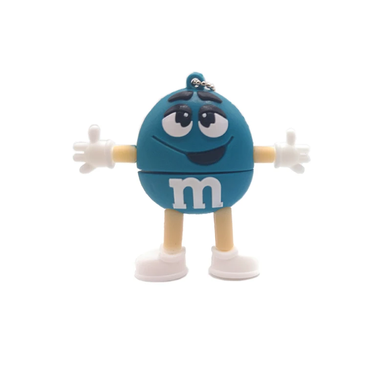 Blue USB флеш-накопитель с героями мультфильмов М Шоколадные Бобы, 4 ГБ, 8 ГБ, 16 ГБ, 32 ГБ, 64 ГБ, милая карта памяти, u-диск, креативный подарок, флешка - Цвет: Blue