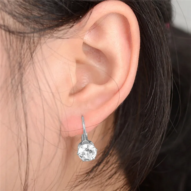 Женские серьги-пусеты с круглыми цирконами золотое/серебряное покрытие для