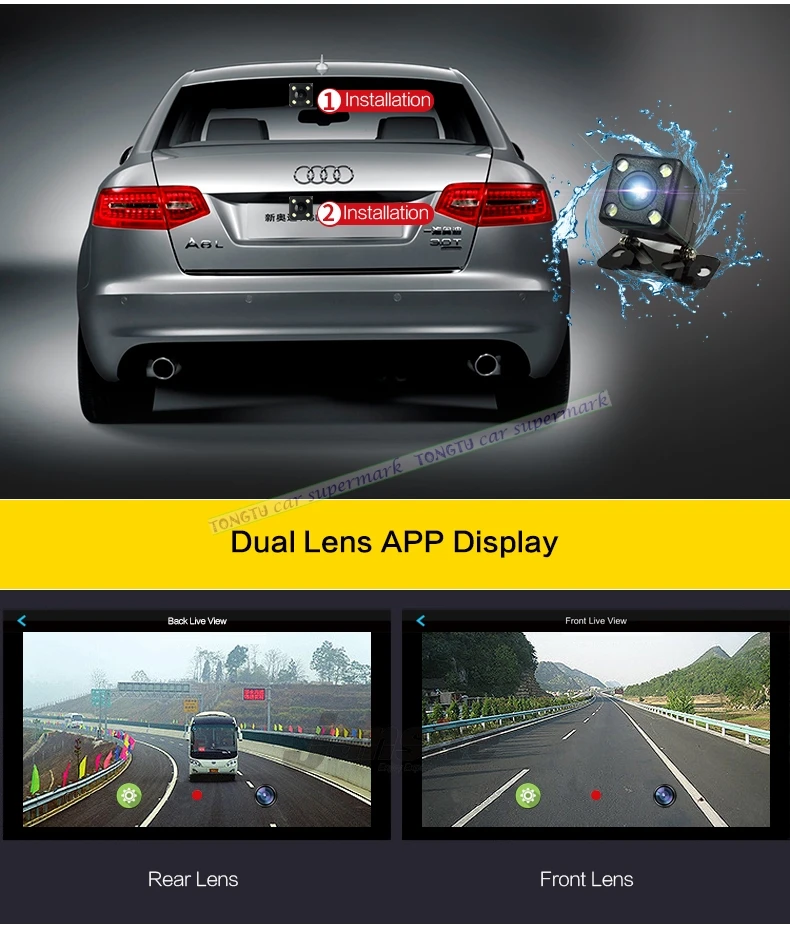 Двойной объектив WiFi Автомобильный видеорегистратор Камера Novatek 96655 Dashcam для Mercedes Benz GLA 260 /A180 управление с помощью приложения