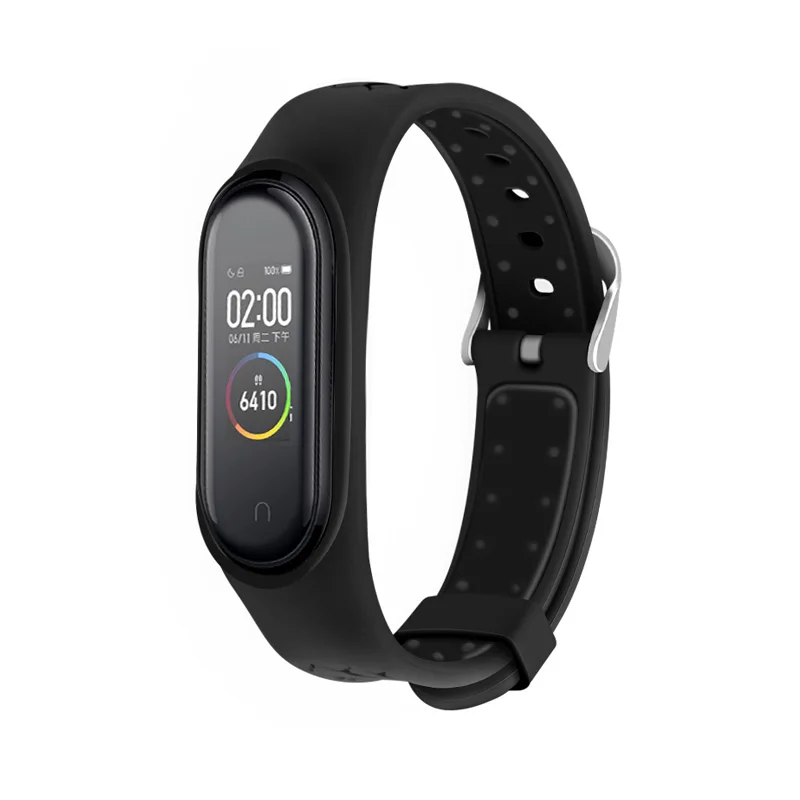 Pure black Цветной силиконовый браслет для Mi Band 4 nfc наручный ремешок Mi Band 3 двухцветный сменный ремешок аксессуары для Mi Band - Цвет: Pure black