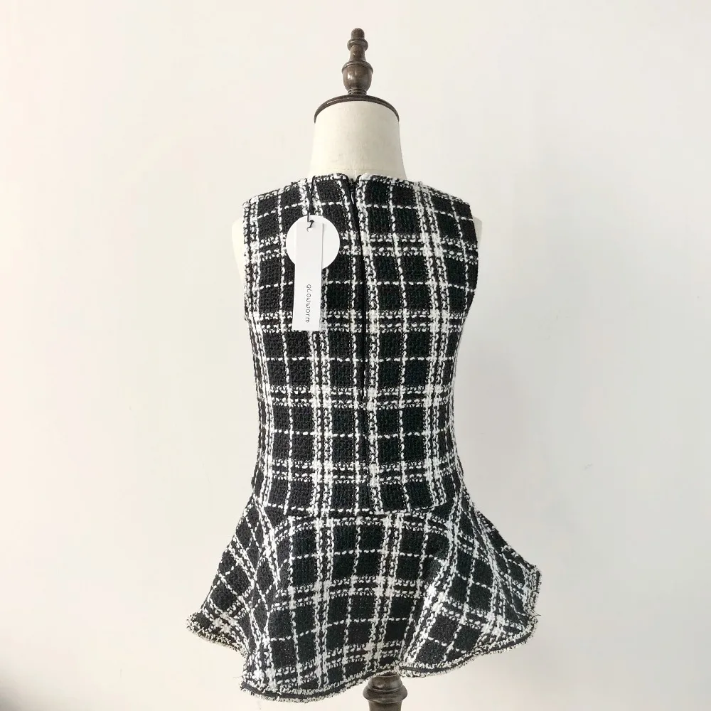 Glowworm kids baby suit autumn girl jacket black and white plaid jacket+princess skirt two-piece winter hs06 | Детская одежда и