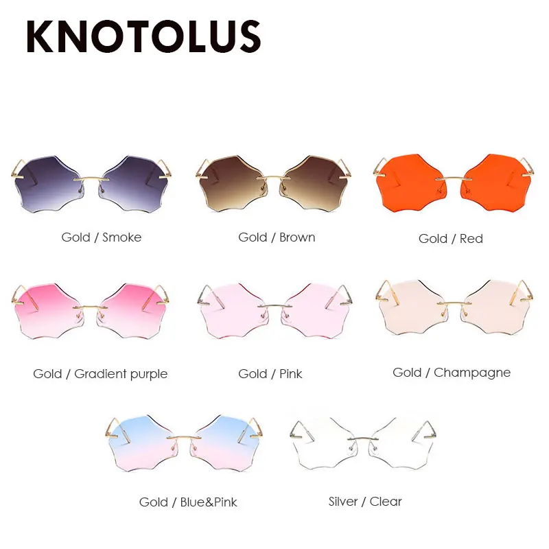 Knotolus слишком большим Frameless вечерние солнцезащитные очки с металлической оправой