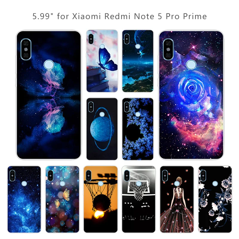Для Redmi Note 5 Pro мягкий прозрачный ТПУ Синий чехол для телефона 99 дюйма Xiaomi