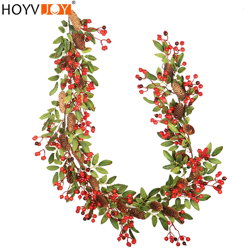 HOYVJOY Big pinecone Рождественское украшение из ротанга искусственная трава зелень plantas