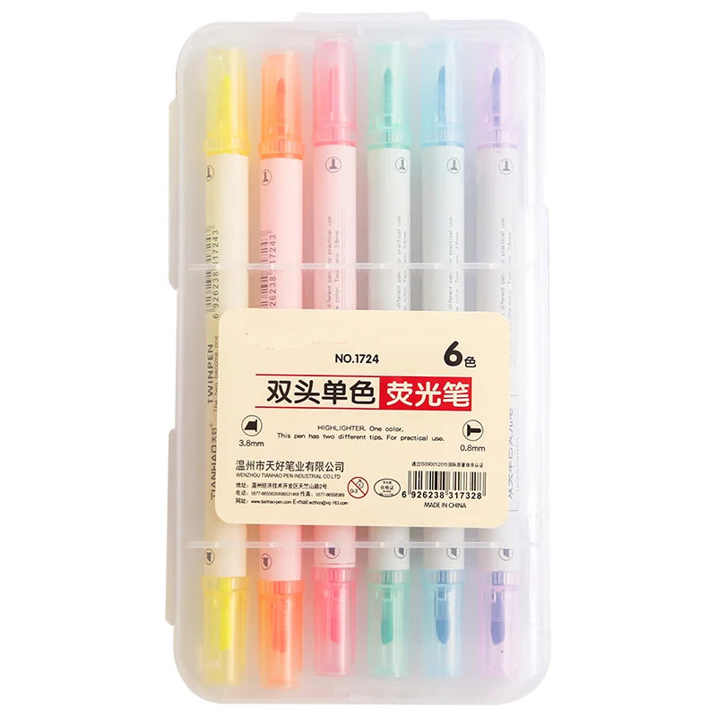 6 шт./компл. японская Канцтовары Зебра Мягкий вкладыш двуглавая флуоресцентная