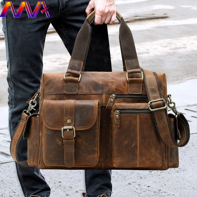 MVA новая кожаная мужская дорожная сумка новое поступление мужской кожаный портфель модная деловая мужская кожаная сумка